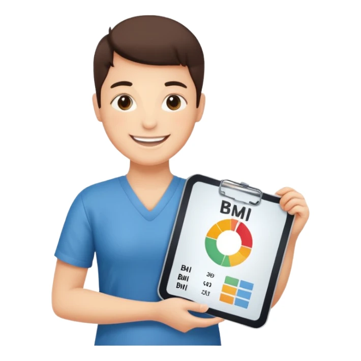 emoji of a person with a BMI chart, medical style sticker