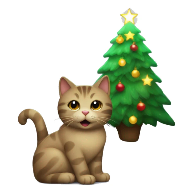 Cat with Christmas tree glowing in the dark  sticker