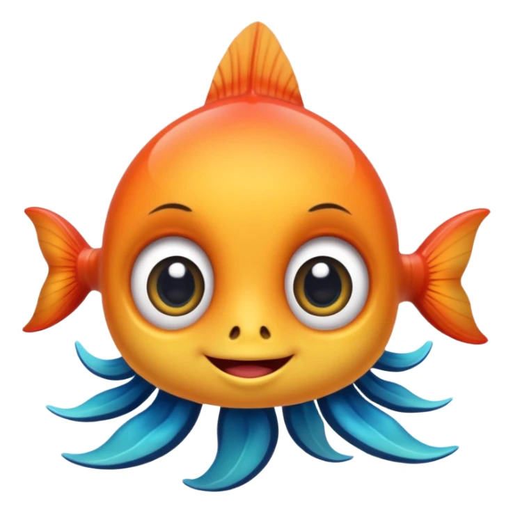 cute underwater creature, cartoon style, big eyes, friendly smile, colorful sticker