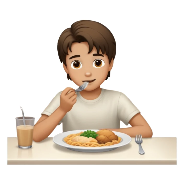 boy enjoying meal indoors with hair midpart sticker