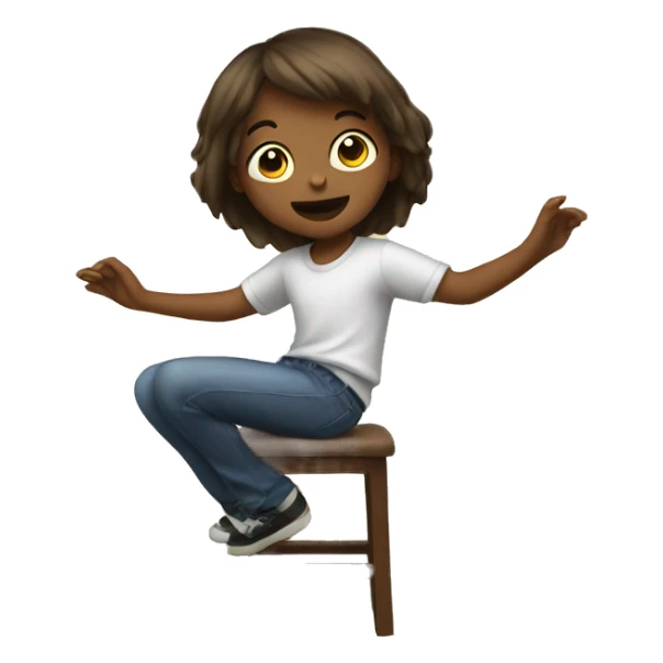 Youngster emoji dancing on a chair sticker