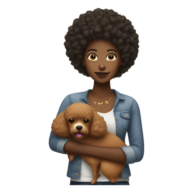 Black woman with Afro holding a dog sticker