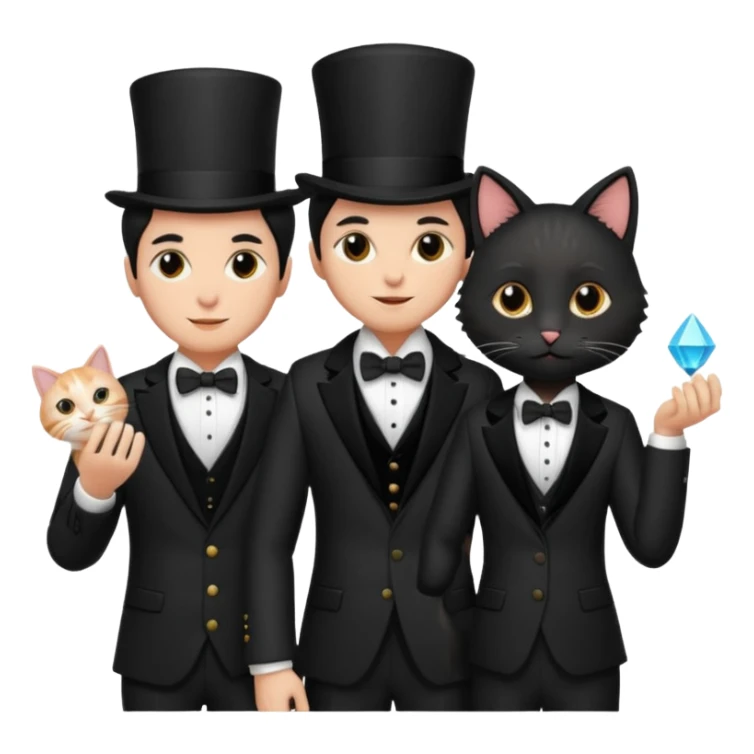 I'llmagician couple and their pet cat sticker