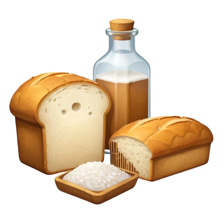one simple a bottle of salt and a loaf of bread sticker