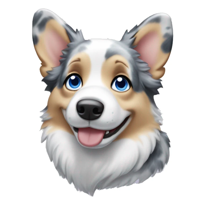 Blue Merle corgi with blue eyes no tail sticker