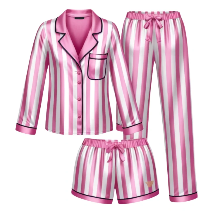 Striped pink and white silk Victoria’s Secret pajama set sticker