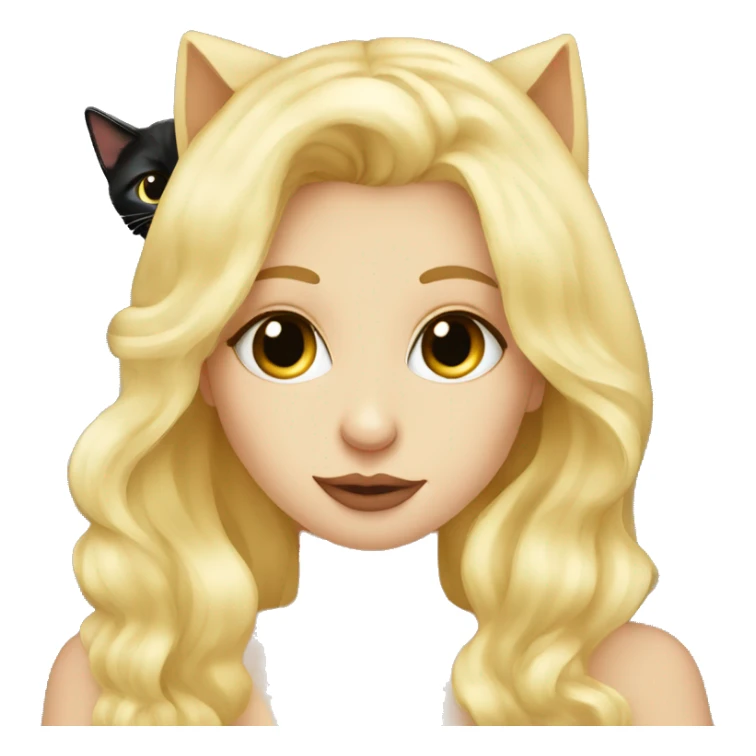 Pretty long blonde haired woman kissing Black cat sticker