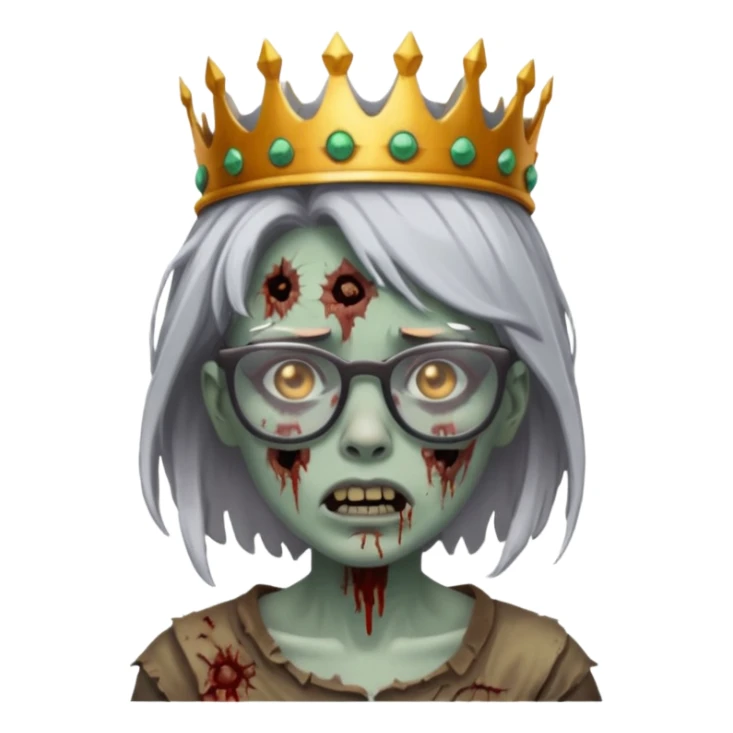 crowned woman zombie with glasses sticker