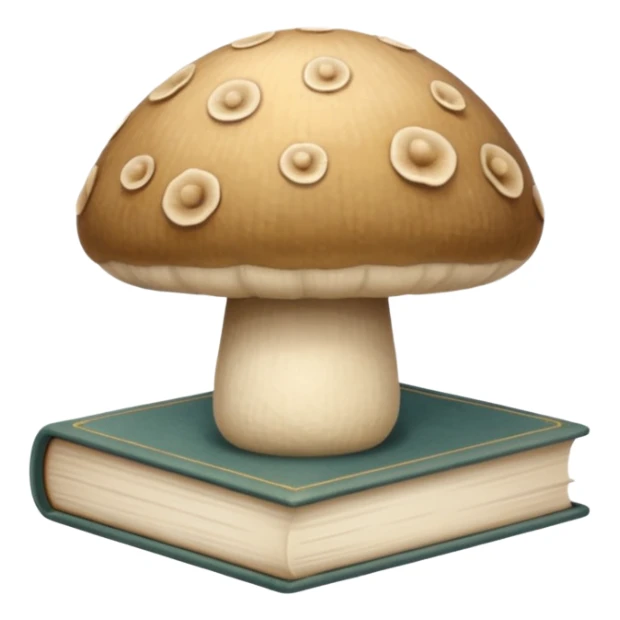Cozy aesthetic beige mushroom and book sticker