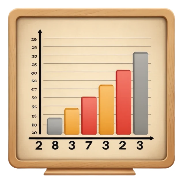 a board with a paper, the paper has bar graph in it, in neutral color sticker