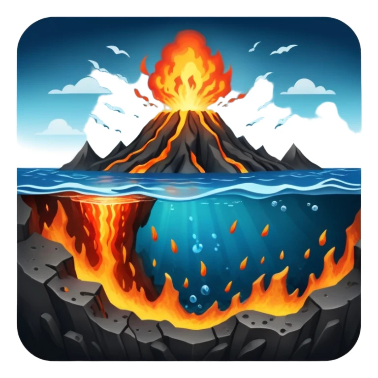 Seafloor spreading with tectonic plates moving apart and magma rising between them sticker