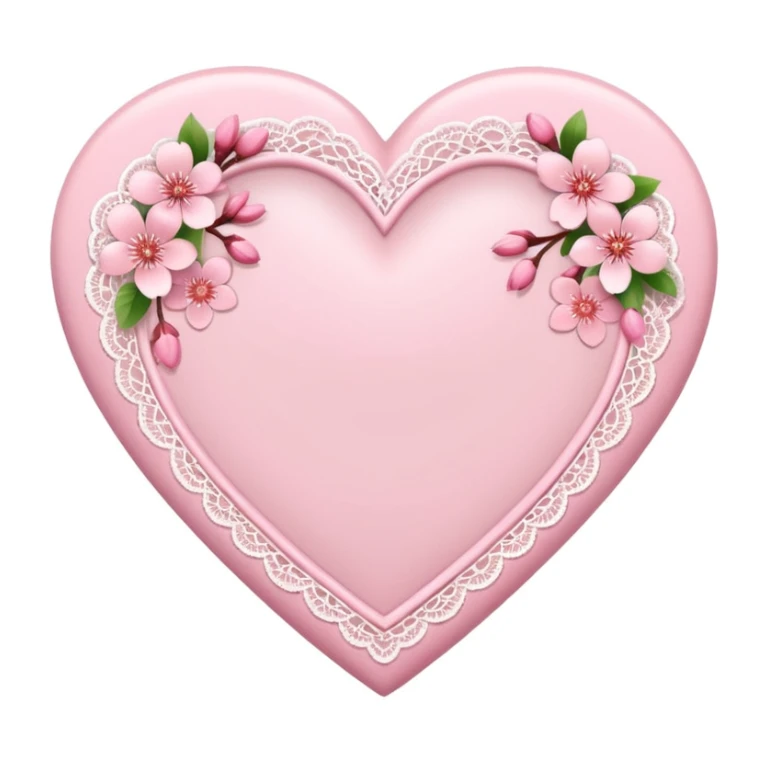 heart with sakura and lace border sticker