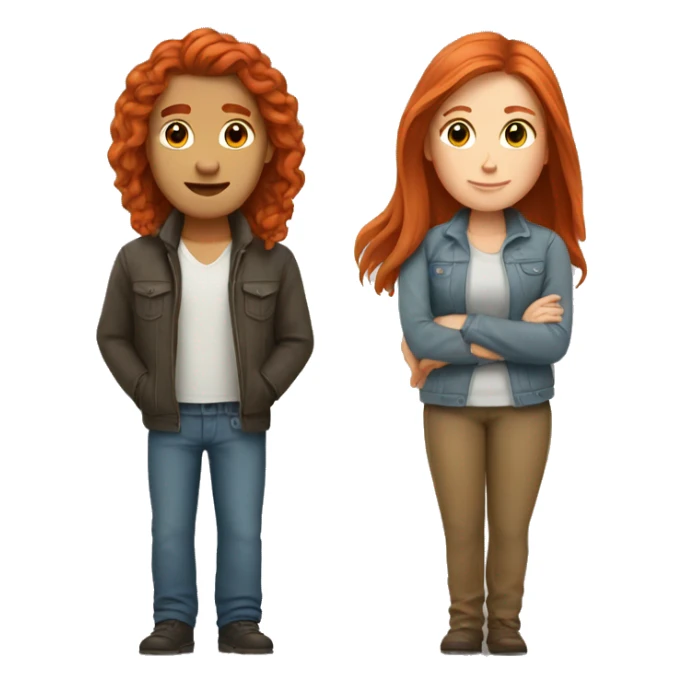 Red haired couple woman with long hair sticker