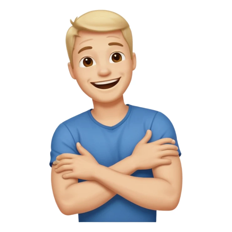 arms crossed holding neck laughing guy  sticker