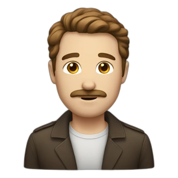 white man with brown hair and mustache sticker