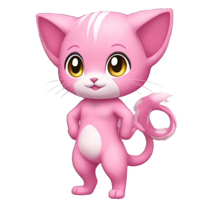 Pink Chibi Anthro Mew-Pokémon full body sticker