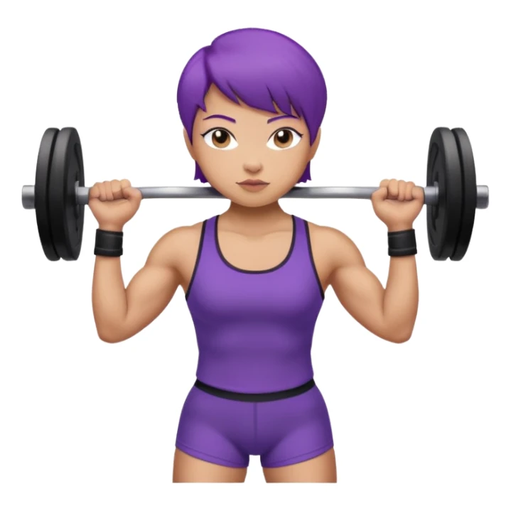 weight lifting female short purple hair asian sticker