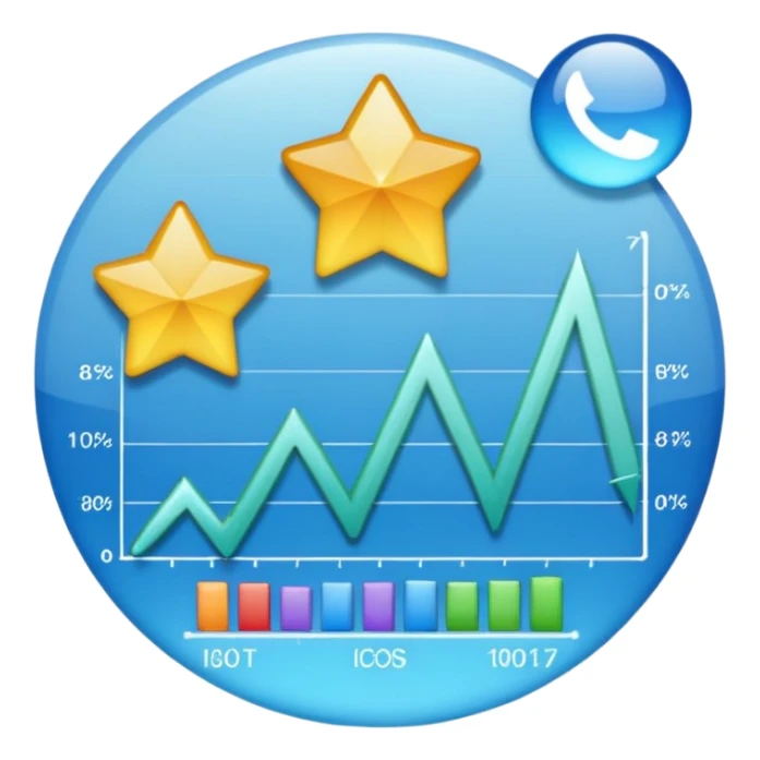 ios style emoji for report sheet consisting graph/ charts with sparkle around the report  sticker