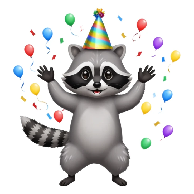 a full body raccoon celebrating / dancing  sticker