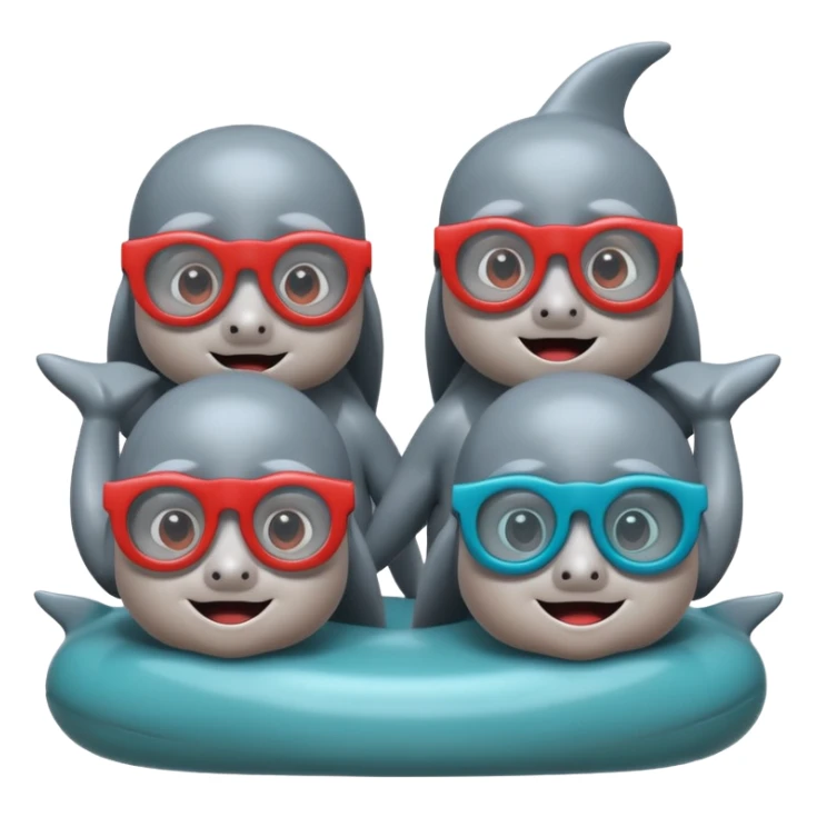 4 dolphins watching a horror film sticker