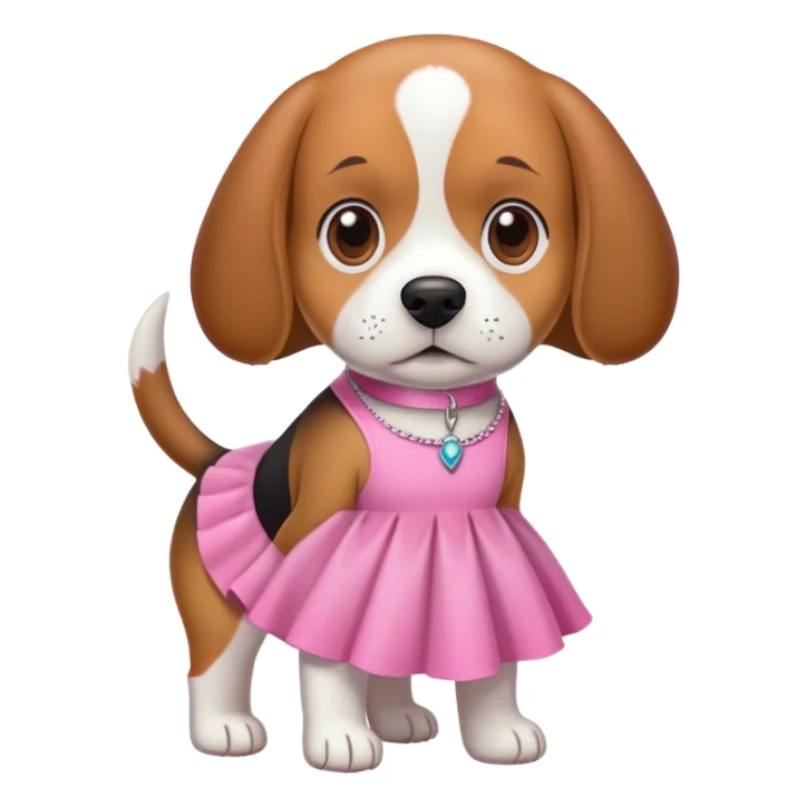 Beagle dog wearing a pink dress sticker