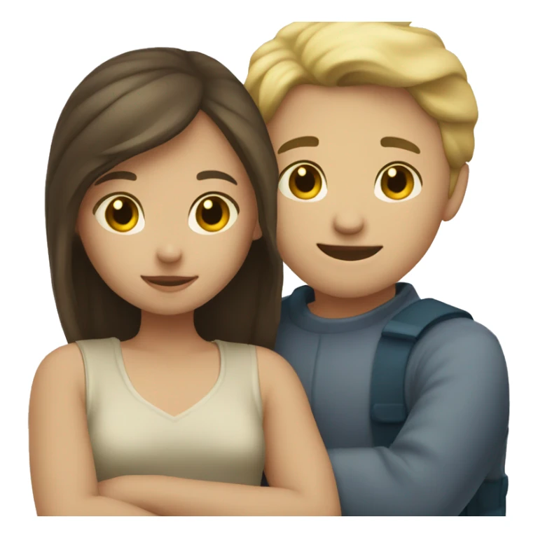 Blonde boy and brunette girl hugging sticker