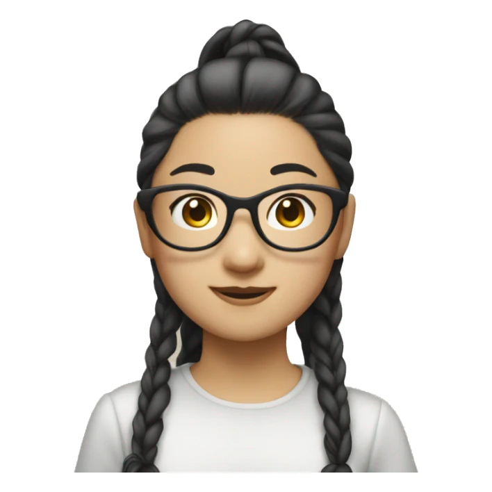 asian girl wearing clear glasses and a high pony tail sticker