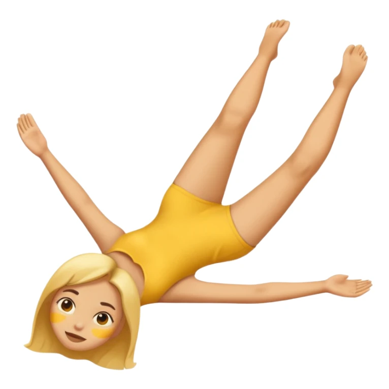 Yellow skin emoji girl lays down facing camera with legs up sticker