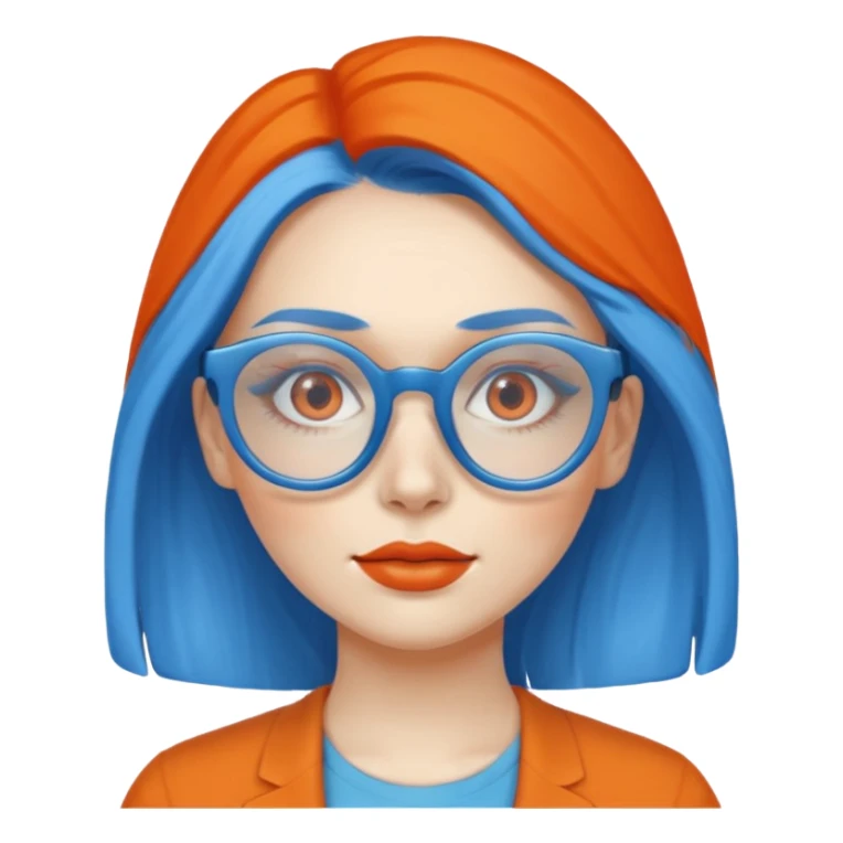 blue skinned orange glassed woman sticker