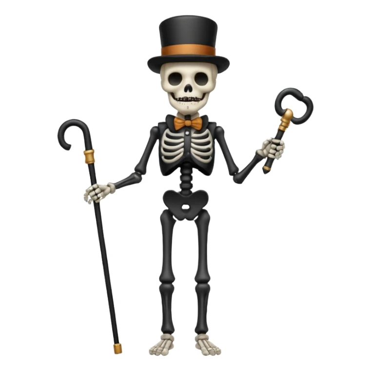 Skeleton with a walking cane and a fancy moustache  sticker