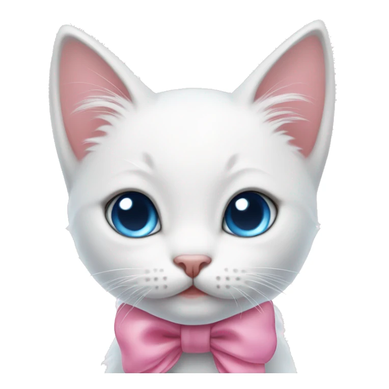 cute white kitten with blue eyes and a pink bow sticker