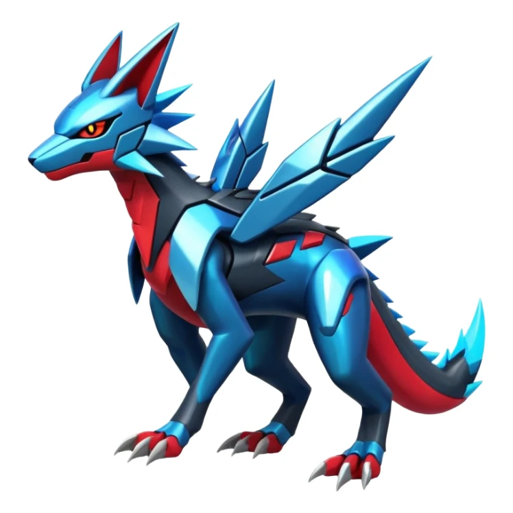 Shiny Futuristic Modern Zeraora-Dialga-Zoroark-fusion sticker