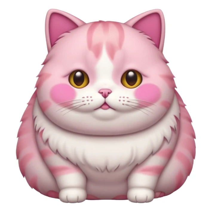 Kawaii Fat cat with short pink fur and short little legs  sticker