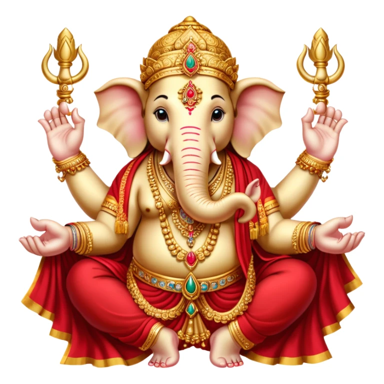 Hindu god Ganesha with elephant head and multiple arms sticker