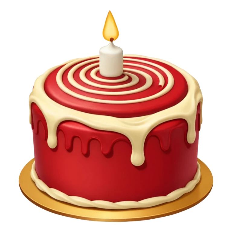 red cake with golden cream sticker