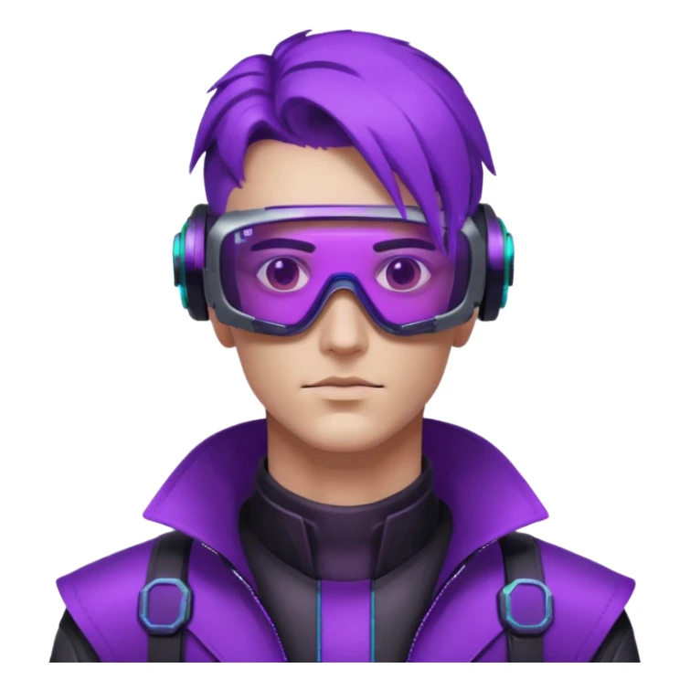 Cyberpunk man head 3d puruple cyber VR -glasses sticker