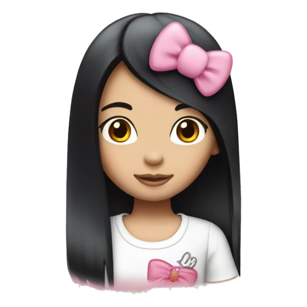 girl with a black straigth hair hello kitty sticker