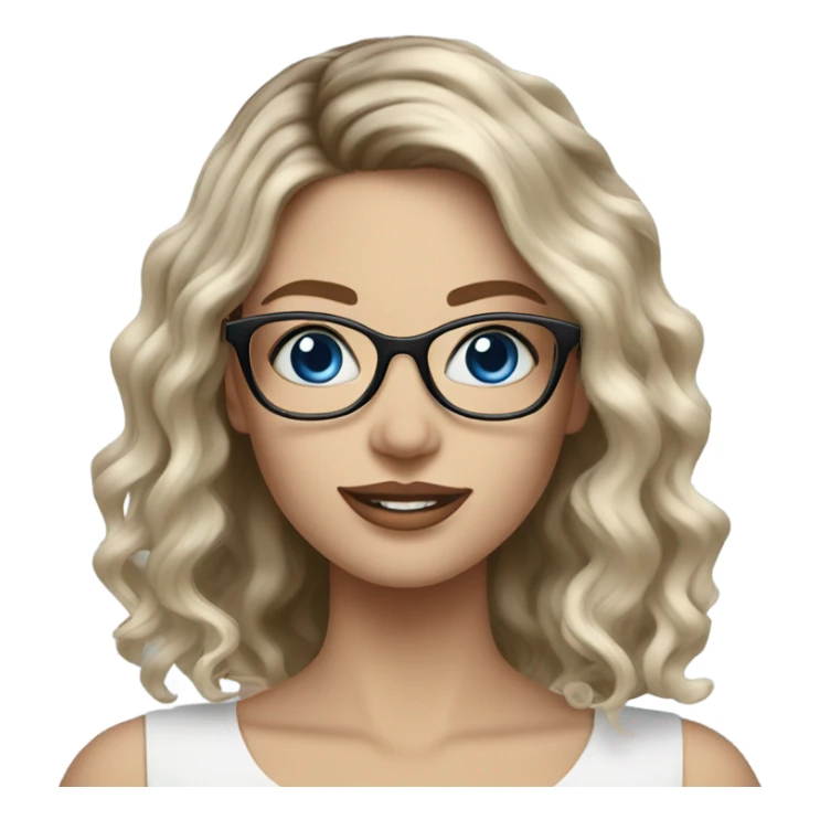 Beautiful Balayage pale model lady with glasses and blue eyes  sticker