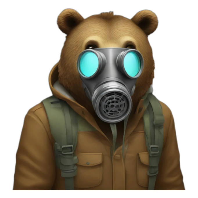 grizzly bear wearing gas mask sticker