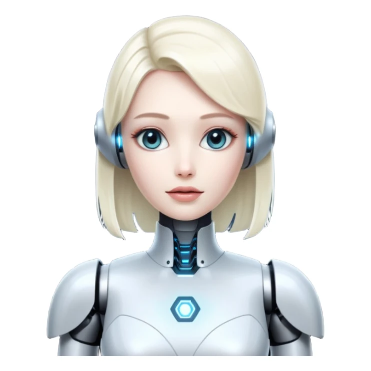 an AI robot, futuristic, digital, glowing, sexy dress sticker