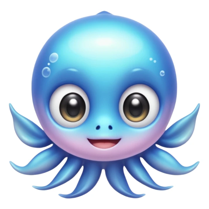 extremely cute aesthetic underwater creature with huge shiny big eyes, tiny body, soft pastel colors, extra friendly smile, maximally charming, kawaii-inspired sticker