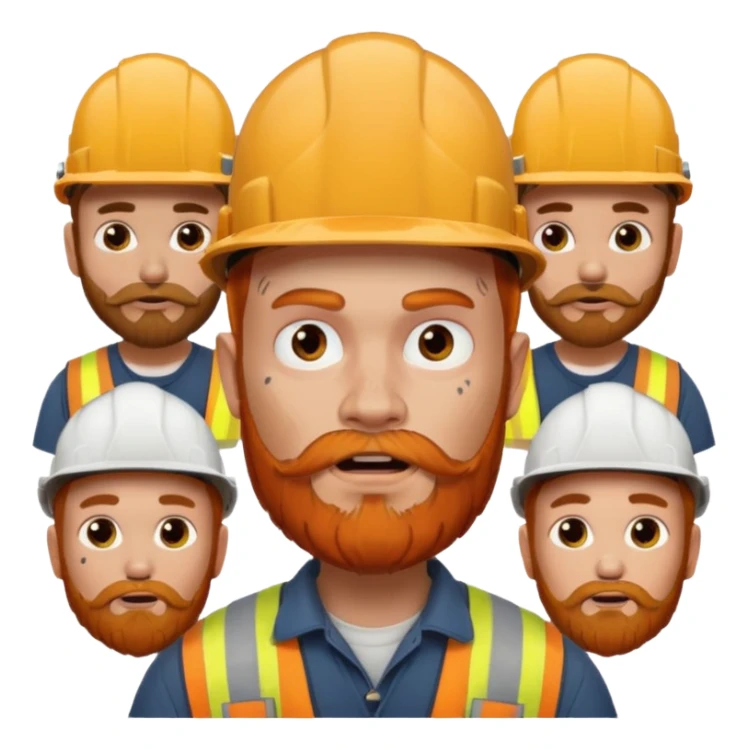 construction worker with beard, ginger haired and lot of face tattoos scary looking sticker