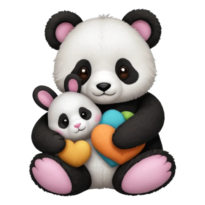 Cute bunny or panda and teddy with colourful magical background  sticker