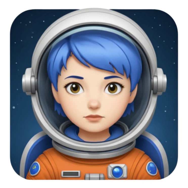 Female astronaut with short blue hair sticker