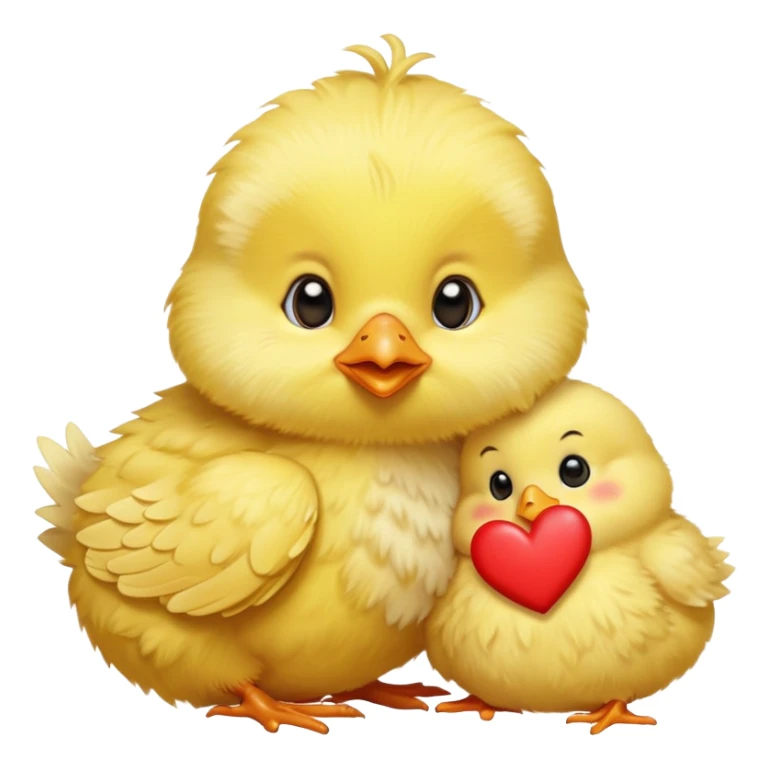 Kissing baby chick with hearts  sticker