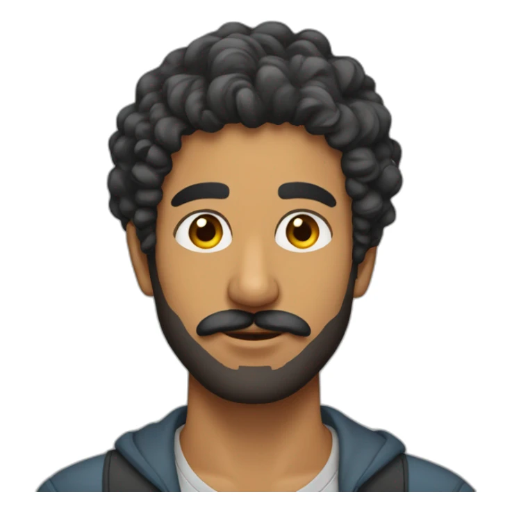 south asian man with a moustache, beard and short curly hair sticker