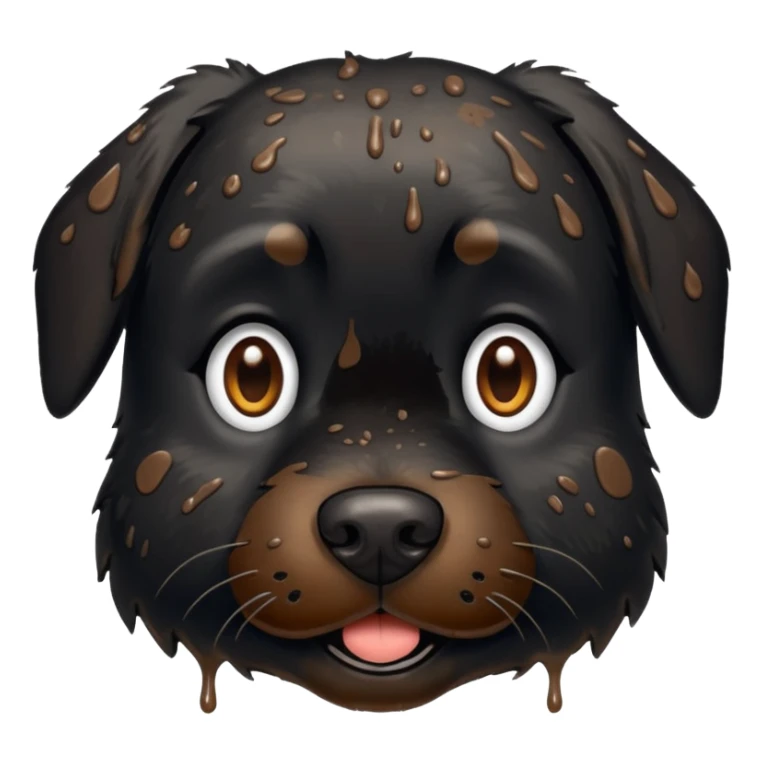 very muddy and dirty black dog face sticker