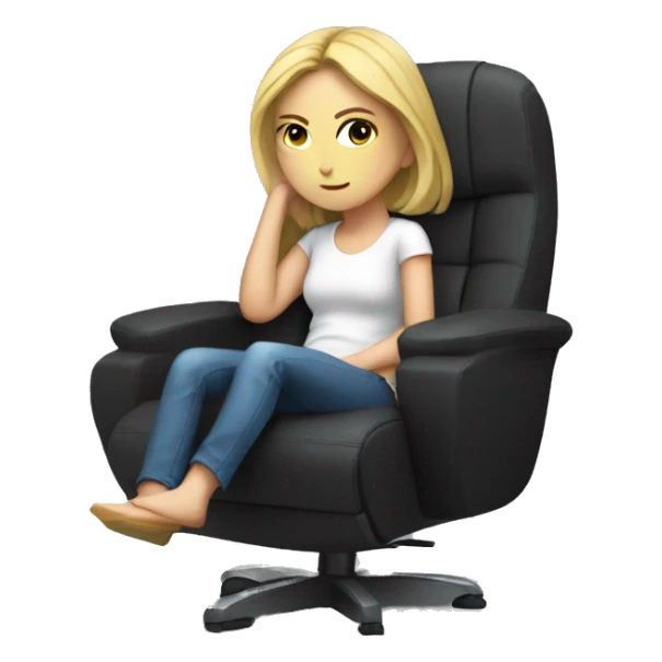white girl thinking about life on a big gaming chair  sticker