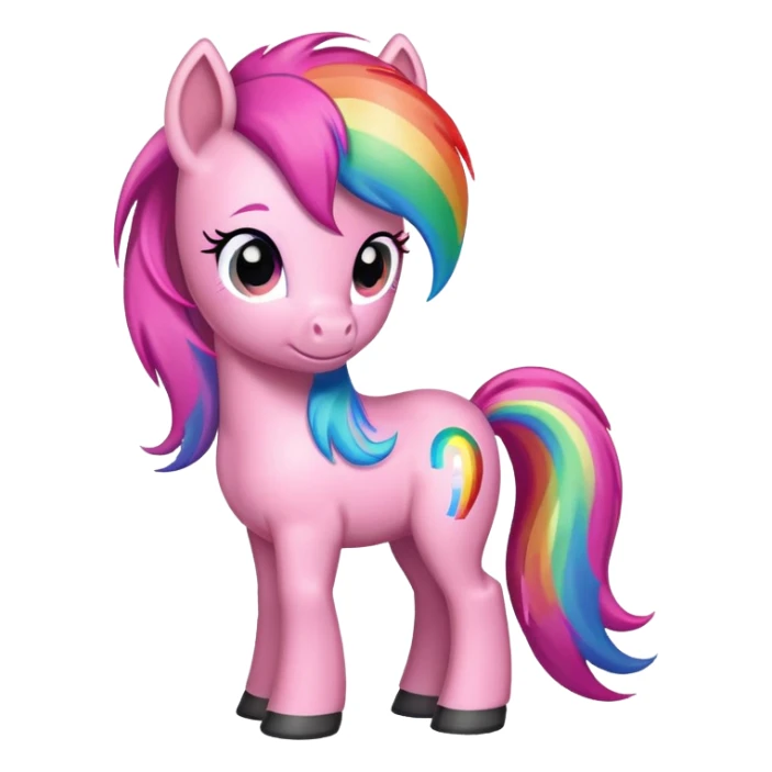 pink pony with rainbow hair full height standing sticker