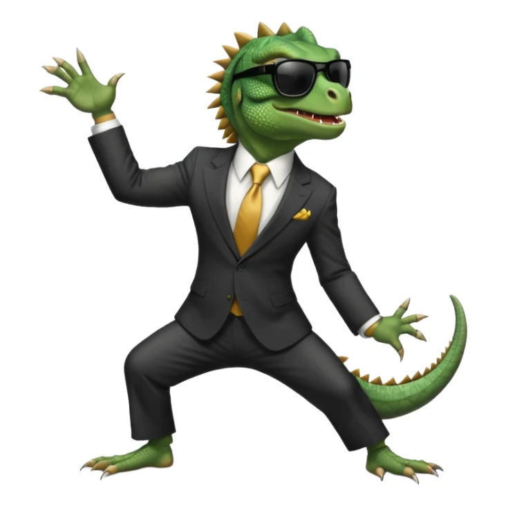 capitalist iguana banker godfather with black sunglasses breakdance no problem sticker